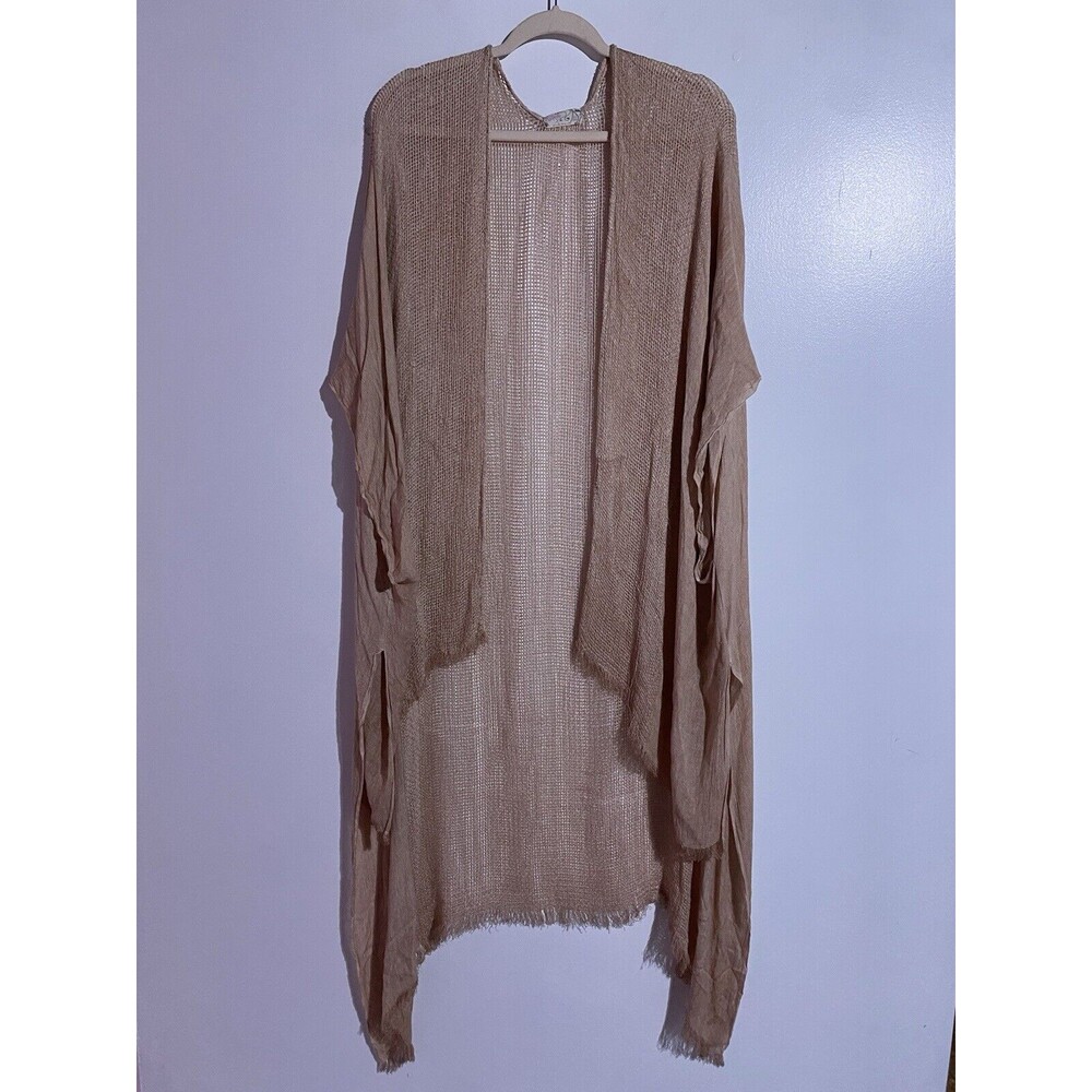 Free people Duster Beach Cover Up OS Pink Beachy Boho Fringe Sheer